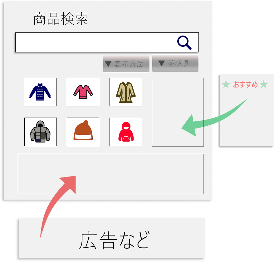 好きな機能パーツを検索結果に設置可能